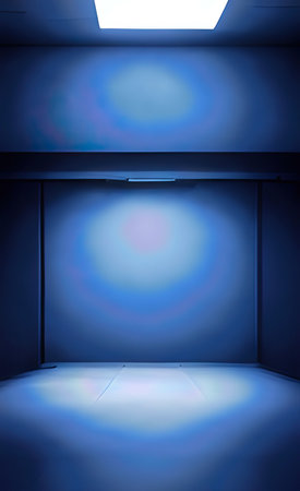 The illustration of blue empty room with cloud