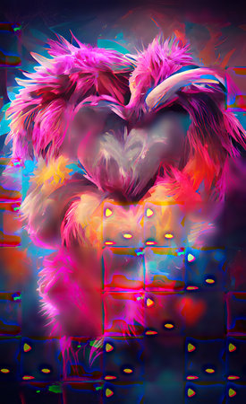 The illustration of colorful abstract heart backgroundの写真素材