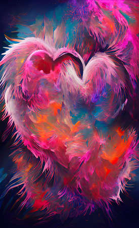 The illustration of colorful abstract heart backgroundの写真素材