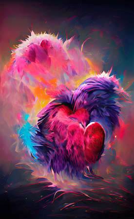 The illustration of colorful abstract heart backgroundの写真素材