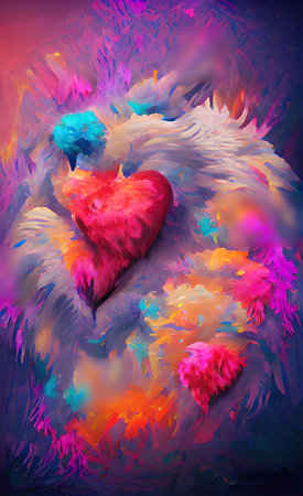 The illustration of colorful abstract heart backgroundの写真素材