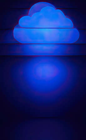 The illustration of blue empty room with cloud