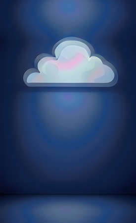 The illustration of blue empty room with cloudの写真素材