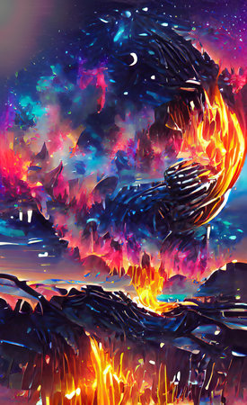 The illustration of colorful art background