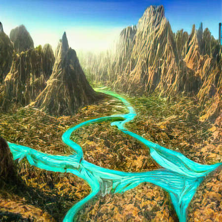 The river in the hill mountain nature background