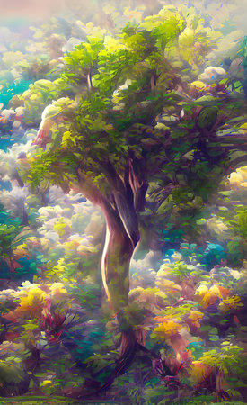 The illustration of art forest background
