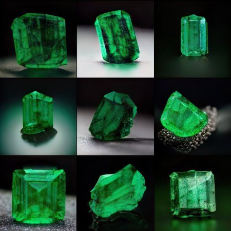 The 9 photos if emerald backgroundの写真素材