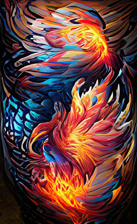 The illustration of fire color backgroundの写真素材