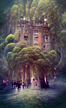The illustration of forest backgroundの写真素材