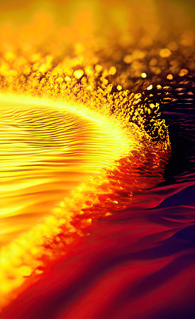 The illustration of yellow wave liquid backgroundの写真素材
