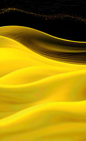 The illustration of yellow wave liquid backgroundの写真素材