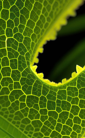 Close up of green leaf in the garden. Macro photography of nature.