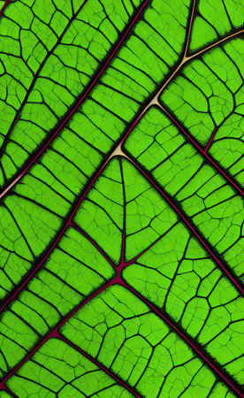 Close up of green leaf texture background. Macro photography of leaf veins.