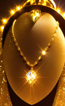 Necklace on a chain on a background of the night cityの写真素材