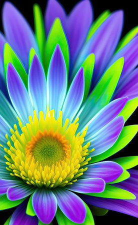 Colorful flower on a black background. Close-up. Macro