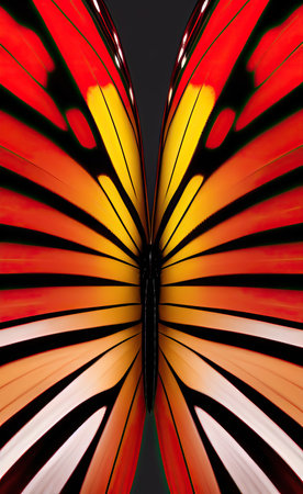 Colorful butterfly wings on black background. Computer generated 3D photo rendering.の写真素材