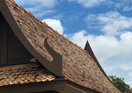 the roof of a house.