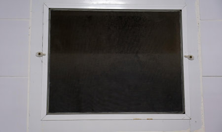 a black window with a black frame..