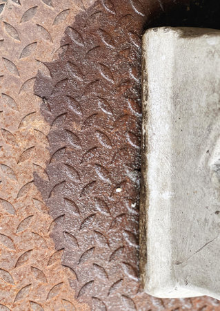close up of a metal plate..