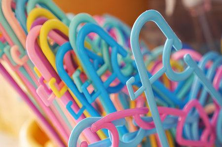 colorful plastic straws in a basket.の写真素材