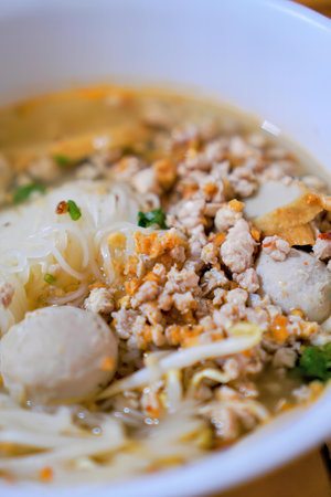 a bowl of noodle soup with noodles.