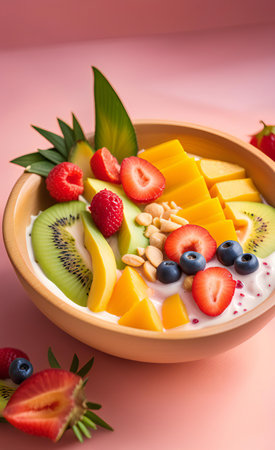 fruit salad in a bowl.の素材