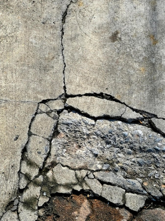 a crack in the concrete wall of a building.