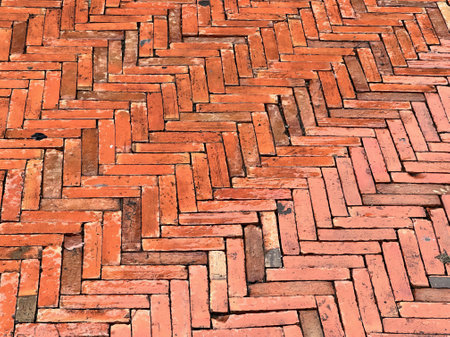 a close up of a red brick wall.の写真素材