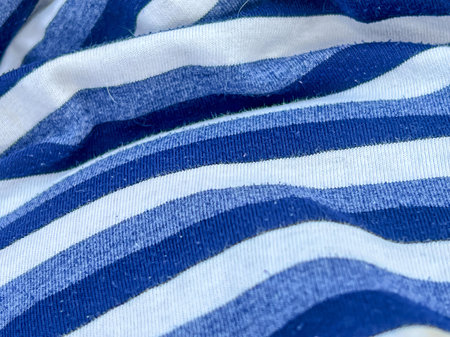 close up of the blue and white striped fabric.の写真素材