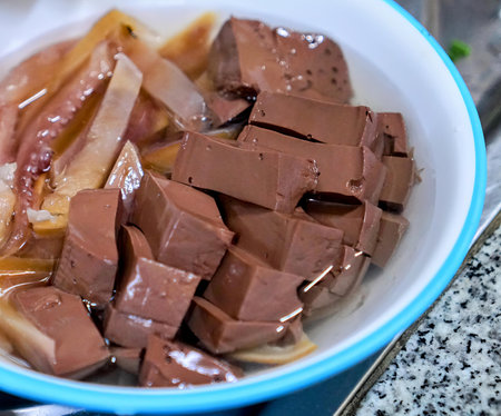 a bowl of chocolate and peanut butter.