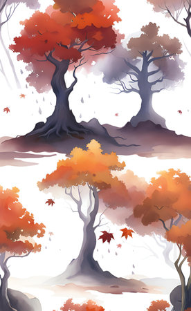 a close up of a cartoon style of a forest with trees.の素材