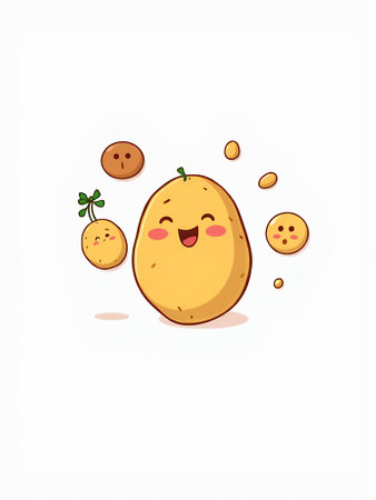 an image of a cartoon potato with a bunch of potatoes.の素材