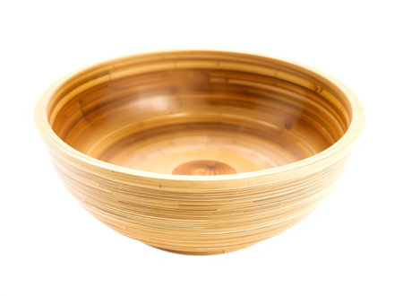 an image of a wooden bowl with a wooden rim, there is a wooden bowl with a wooden rim on a white backgroundの素材
