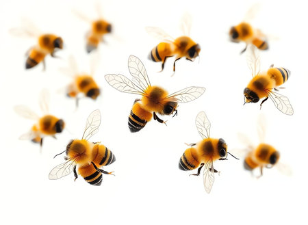 Bumblebees isolated on a white background. Macro. Shallow DOF.の素材