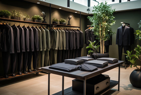 luxury and fashionable european different clothes shop in modern mallの素材