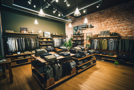 luxury and fashionable european different clothes shop interior - Vintage Filterの素材