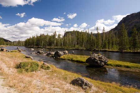 Creek in Mountains, Yellowstone National Park, USAの写真素材