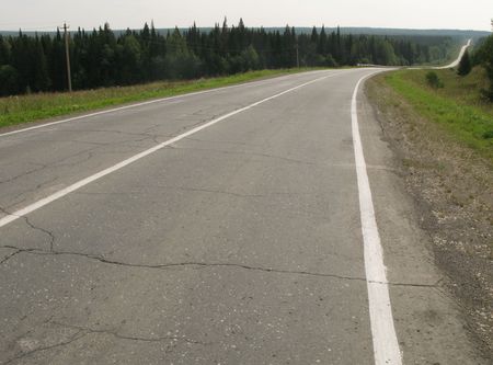 Rural landscape of empty highway in Russiaの写真素材
