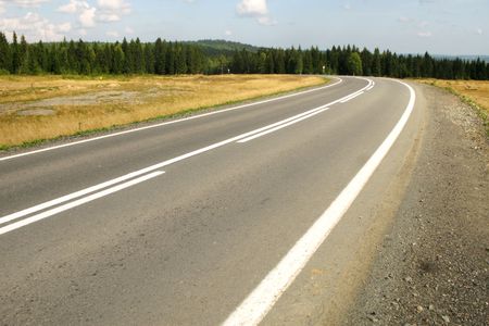 Rural landscape of empty highway in Russiaの写真素材