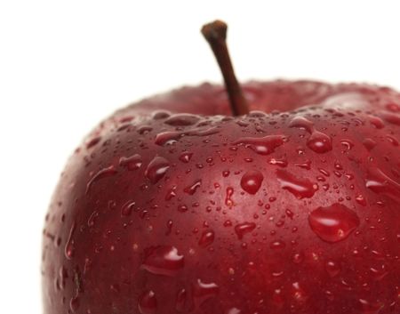 Fresh red apple isolated on white backgroundの写真素材
