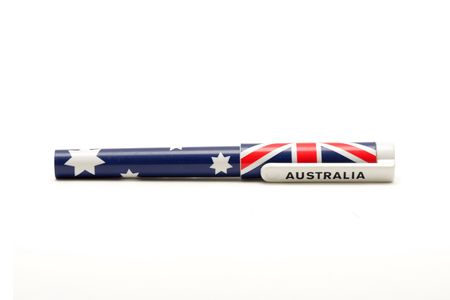 Ballpen with australian flag isolated on white backgroundの写真素材