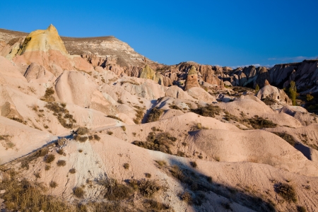 Cappadocia bizzare rock formations at sunsetの写真素材