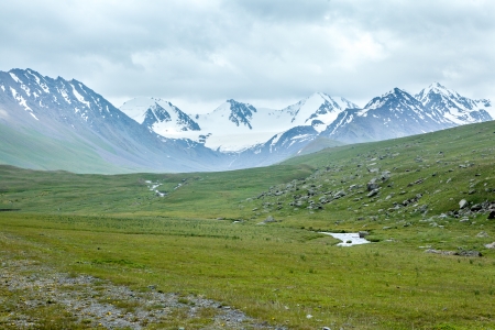 Valley in mountains, Tien Shan, Kyrgyzstanの写真素材