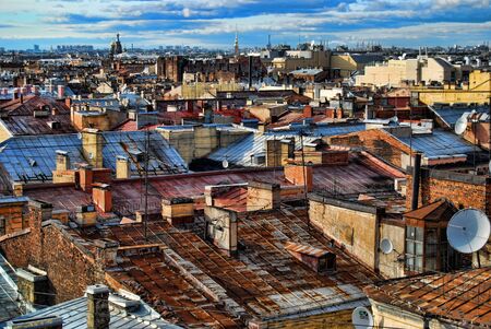 Saint-Petersburg Roofs. City Roofs Background at Sunny Day.
