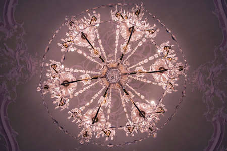 Expensive Luxury Vintage Chandelier View from Belowの写真素材