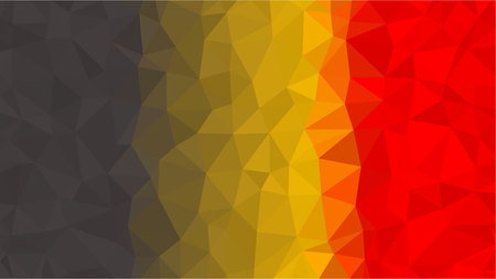 Belgium flag low poly style. Yellow red blackのイラスト素材