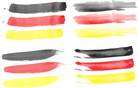 Set of four watercolor flags of Germany, made by brushes.のイラスト素材