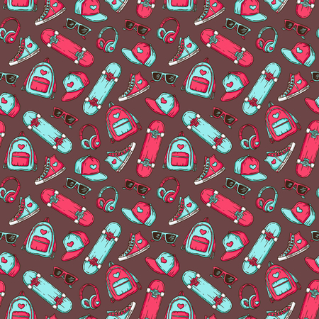 Vector seamless pattern teenage thingsのイラスト素材