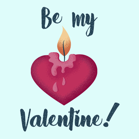 Love theme quote. Red heart candle for Valentine's Day. Vector illustration.のイラスト素材
