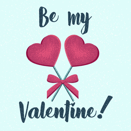 Vector heart lollipop candy, happy valentine day invitation, greeting card, illustration sweet dessert stick.のイラスト素材